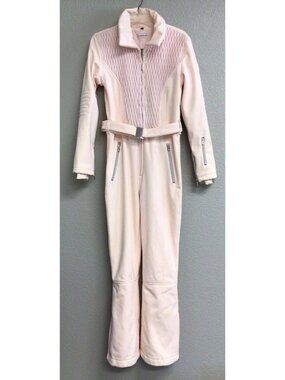 My Sunday Ski Suit Pink Women’s Size Large One Piece Silver Zippers Flaw